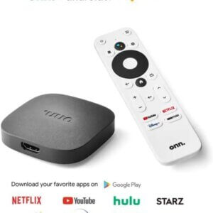 ONN Android TV 4K UHD con control remoto por voz Asistente de Google y cable HDMI de alta velocidad