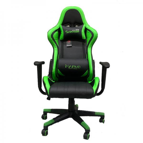 Silla Gamer Marvo - Verde - Ergonómica de Respaldo Alto con Colchón